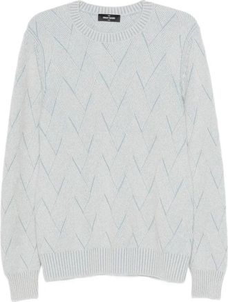Gran Sasso Trui met ronde hals en chevronpatroon - Heren - Cashmere truien - Blauw - L - Kasjmier - Truien & Vesten