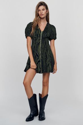 Pilcro Calder Puff-Sleeve Corduroy Mini Dress