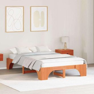 vidaXL vidaXL Estructura de Cama Cera Marrón 120x200 cm en Madera de Pino Sólido