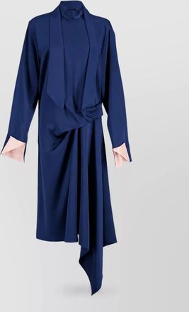 Stella McCartney satin draped high neck long sleeve asymmetric midi dress