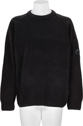 C.P. Company Black Ribbed Crew Neck Cotton Sweater