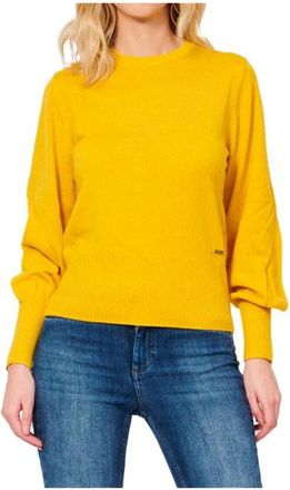 A|X Armani Exchange Long Sleeve Crew Neck Sweater - Dames - Ronde hals truien - Geel - XS - Wol - Truien & Vesten