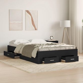 Berkfield Home Bed Frame with Drawers Black Oak 120x190 cm Engineered Wood