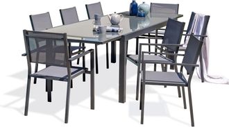 DCB Garden Tolede - Conjunto De Comedor 8 Plazas De Aluminio Con Tablero Vidrio Dcb Garden