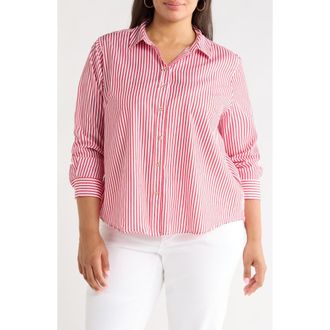 Beach Lunch Lounge Bentley Stripe Cotton Button-Up Shirt in Red Tiger at Nordstrom, Size 1X