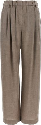 Brunello Cucinelli Beige Relaxed Pleated Pants