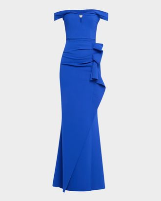 La Petite Robe Di Chiara Boni Off-Shoulder Ruffle Mermaid Gown