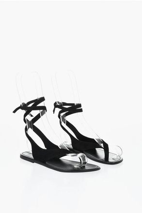 The Row Nubuck Leather Sandals BEACH With Tie Detail size 36