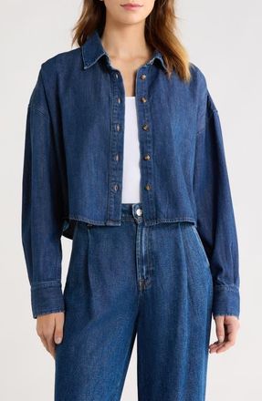 Favorite Daughter The Ex-Boyfriend Crop Shirt in Mesa at Nordstrom, Size X-Small