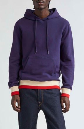 Golden Goose Journey Stripe Trim Graphic Hoodie in Eclipse/Heritage White/Red at Nordstrom, Size Large