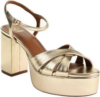 Chinese Laundry Tessa Metallic Ankle Strap Platform Sandal in Light Gold at Nordstrom, Size 7.5