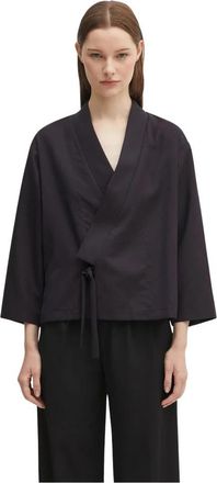 Kenzo Weave Kimono Jas - Dames - Kimonos - Blauw - XS - Wol - Overhemden