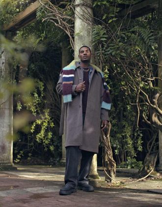 Topman Car - Cappotto oversize marrone con cintura-Neutro