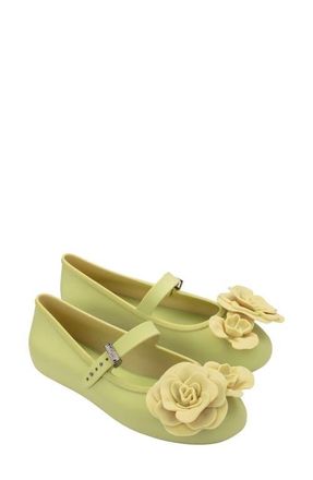 Melissa Soft Ballerina Petals Mary Jane Flat in Green at Nordstrom, Size 10