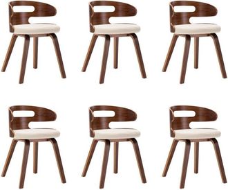 vidaXL Vidaxl - Sillas De Comedor 6 Uds Madera Curvada Y Cuero Sint&eacute;tico Crema