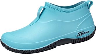 Generic Fashionable Cut Blue Athletic Rubber Rain Boots for Women Black Sole Dirt Shoes Anti Wading Hiking Fashion Boots Speedy Boots for Women (Blue, 4.5)