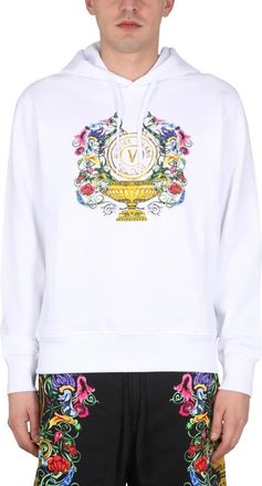 Versace Jeans Couture Vemblem Garden Sweatshirt - Heren - Hoodies - Wit - M - Hoodies & sweatvesten