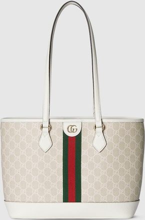 Gucci Ophidia Medium Tote Bag, White, GG Canvas