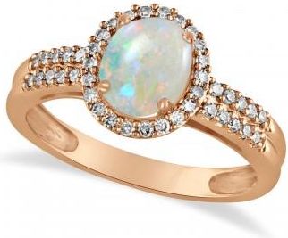 Allurez Opal & Diamond Oval Engagement Ring 14k Rose Gold (1.01ct)