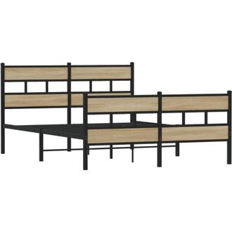 vidaXL Estructura De Cama Sin Colch&oacute;n Metal Roble Sonoma 160x200 Cm Vidaxl
