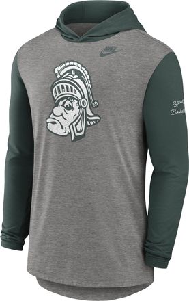 Nike Michigan State Campus Legacy Nike Mens Dri-FIT College Long-Sleeve Hooded T-Shirt in Grey | 01NB075NMSV-CNJ