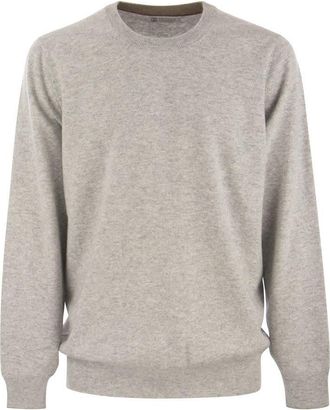 Brunello Cucinelli Brunello Cucinelli Mens Pure Cashmere Crew-neck Sweater - Light Grey - Size EU 50 (Mens)