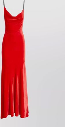 Alberta Ferretti long draped velvet dress with asymmetric neckline