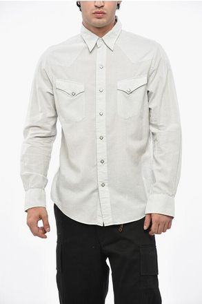 Polo Ralph Lauren Micro Checked Shirt with Classic Collar and Double Breast Po size L