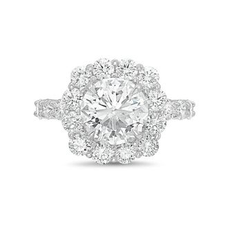 Diana M. Jewels Platinum 8.00cts Lab-Grown Round Diamond Halo Ring with Diamond Band