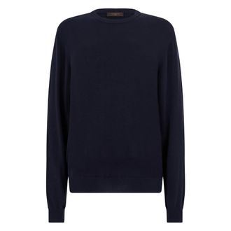 Slowear Round-neck Knitwear, male, Blue, Size: 3XL Crewneck Sweater