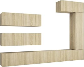 Berkfield Home 7 Piece TV Cabinet Set Sonoma Oak Engineered Wood in Light Tan