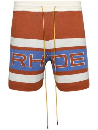 Rhude panelled knit shorts - Orange