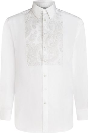 Etro paisley-print band cotton shirt - men - Cotton - 43 - White
