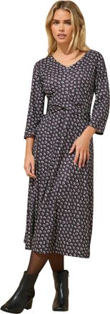 M&Co Petites Petite Berry Spot Twist Front Dress - Womens Purple