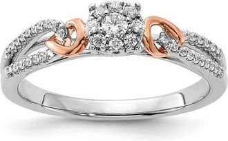 Diamond2Deal 14k Two-tone Lab Grown Diamond Wedding Band Ring 1/5Ct Clarity- VS Color- G-H
