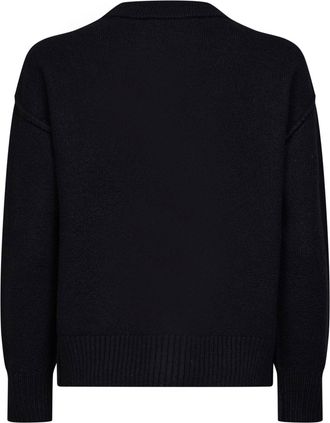 Ami Womens Cardigan Ami De Coeur Black Wool Merino Cardigans Sweater