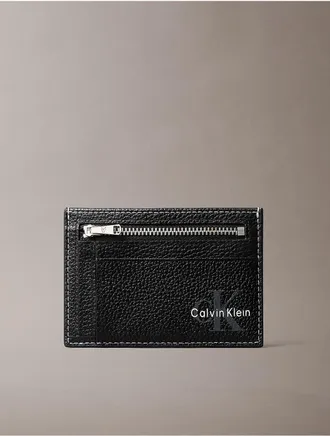 Calvin Klein Mens Bold Pebble ID Card Case - Black