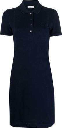 Lacoste polo-collar short sleeve dress - women - Cotton/Elastane - 34 - Blue