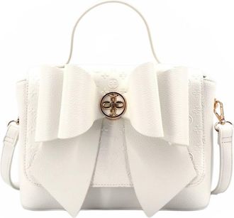 Like Dreams Womens Crossi Bow Embossed Small Crossbody Bag In White