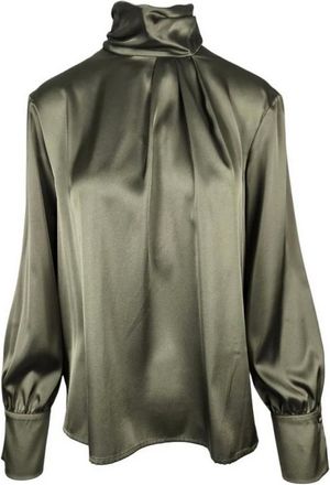 D.exterior Overhemden, Dames, Groen, M, Satijn, Satijnen Blouse