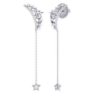 LuvMyJewelry Starry Cascade Tiara Sterling Silver Diamond Drop Earring at Nordstrom