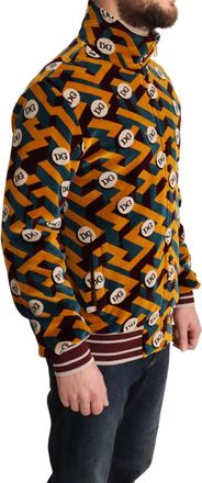 Dolce & Gabbana Multicolor Velvet Dg Logo Mens Sweater Jacket Cotton Clothing