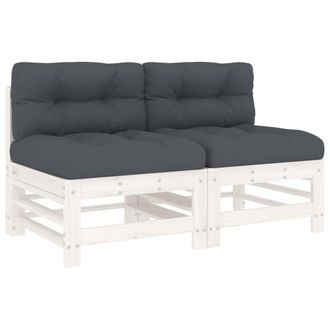 vidaXL Vidaxl - Sof&aacute;s Centrales Con Cojines 2 Uds Madera Maciza De Pino Blanco