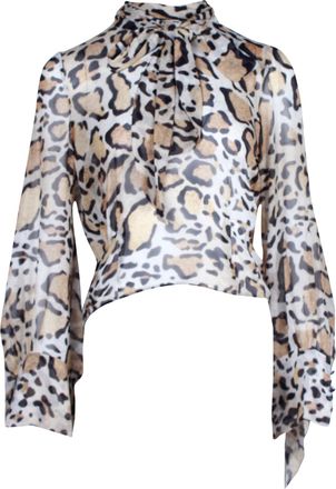 Petar Petrov Leopard-Print Top in Multicolor Silk