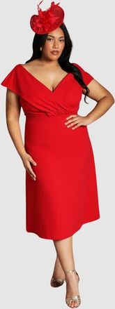 Coast Plus Bardot Midi Dress in Red at Nordstrom, Size 14