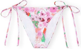 Ganni Printed String Bikini Briefs - Size 10/12 Pink
