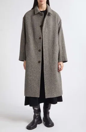 Johnstons of Elgin Brodie Herringbone Wool Coat in Rust/petrol Herringbone at Nordstrom, Size Medium