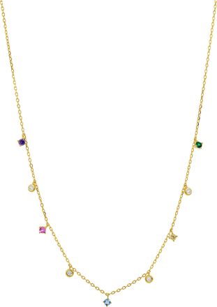 Savvy Cie Jewels 18K Gold over Sterling Silver Multi Color Single Layer Necklace