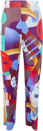 Issey Miyake Playground Broek - Dames - Straight fit broeken - Veelkleurig - 2XL - Polyester - Broeken