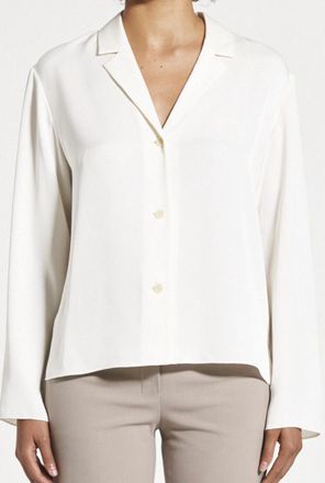Theory Lapel Collar Blouse In Ivory